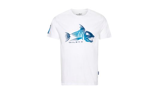 WX Fish T-Shirt, Baumwolle Weiß mit Skelett, 