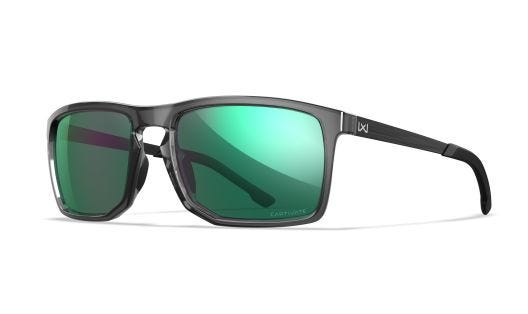 WX AXE, Gläser: CAPTIVATE™ Polarisierend Grün Spiegel, Gestell: Glänzend Transparent Grau
