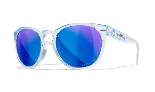 WX COVERT, Gläser: CAPTIVATE™ Polarisierend Blau Spiegel, Gestell: Glänzend Transparent Hellblau