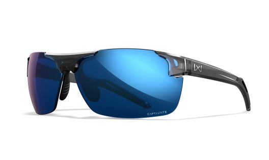 WX PRIME, Gläser: CAPTIVATE™ Polarisierend Blau Spiegel, Gestell: Glänzend Transparent Grau