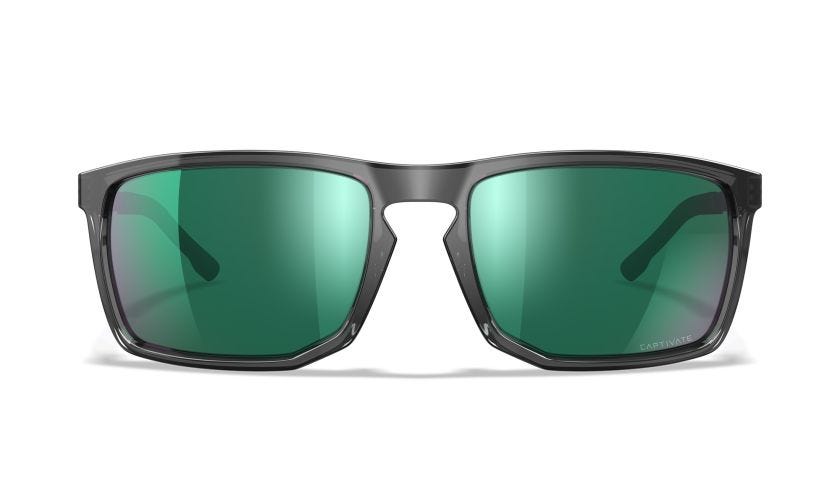 WX AXE, Gläser: CAPTIVATE™ Polarisierend Grün Spiegel, Gestell: Glänzend Transparent Grau Image