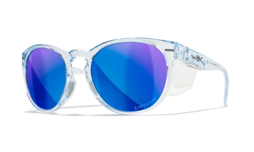 WX COVERT, Gläser: CAPTIVATE™ Polarisierend Blau Spiegel, Gestell: Glänzend Transparent Hellblau Image